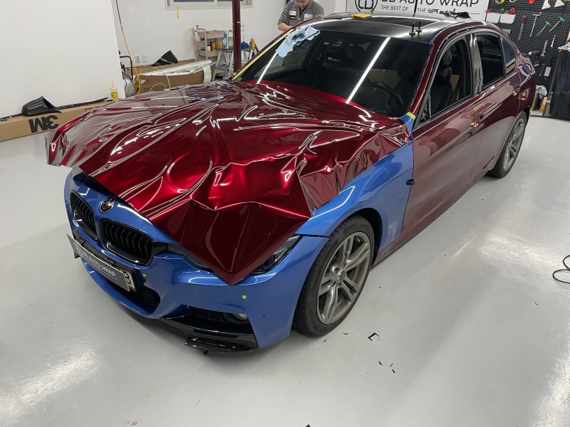 화성 향남읍 / 메탈레드 고광택 리쿼드 전체랩핑(AX) / BMW / 3시리즈