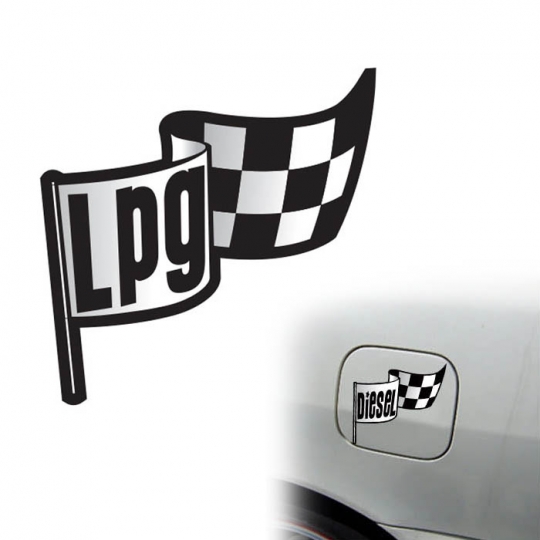 [자동차스티커] 주유구 LPG 체크깃발 (10.5cmX10.5cm)