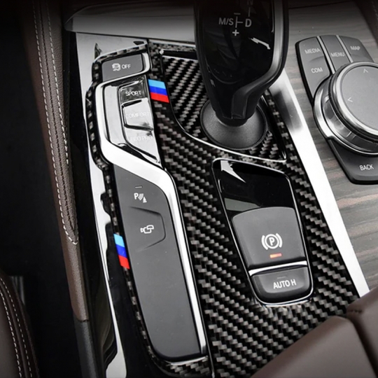 BMW 5시리즈 G30 M스타일 주행모드 버튼 테두리 커버 몰딩-리얼카본