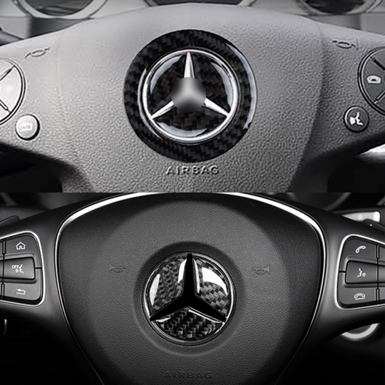벤츠 공용 A B C E S ML GL CLA GLC GLA GLK GLE CLS GLS클래스 스티어링 휠 핸들 로고 엠블럼-리얼카본