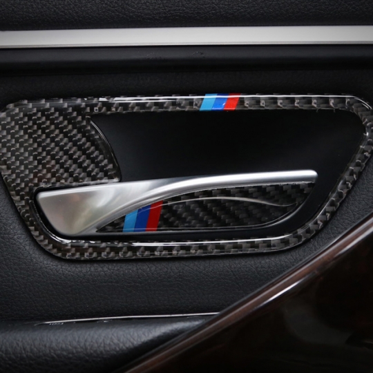 BMW 4시리즈 F36 M스타일 내부 도어 손잡이 테두리 커버 몰딩-리얼카본