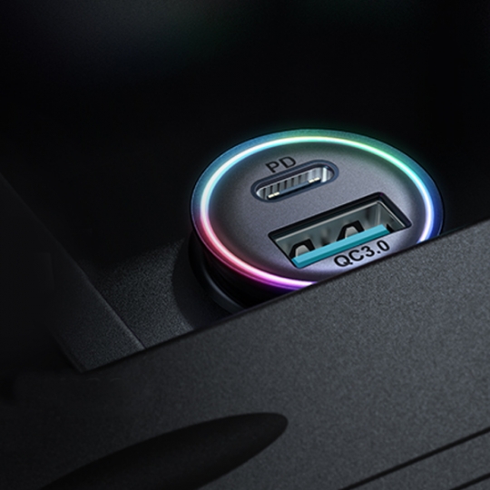 에어그립 조이룸 풀메탈 미니 차량용 초고속 2포트 시거잭 충전기 60W USB C타입
