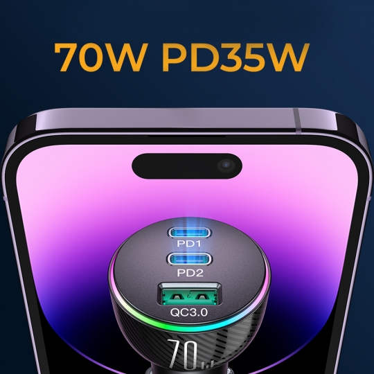 에어그립 조이룸 3포트 70W PD35W 차량용 초고속 충전기 QC3.0 PPS